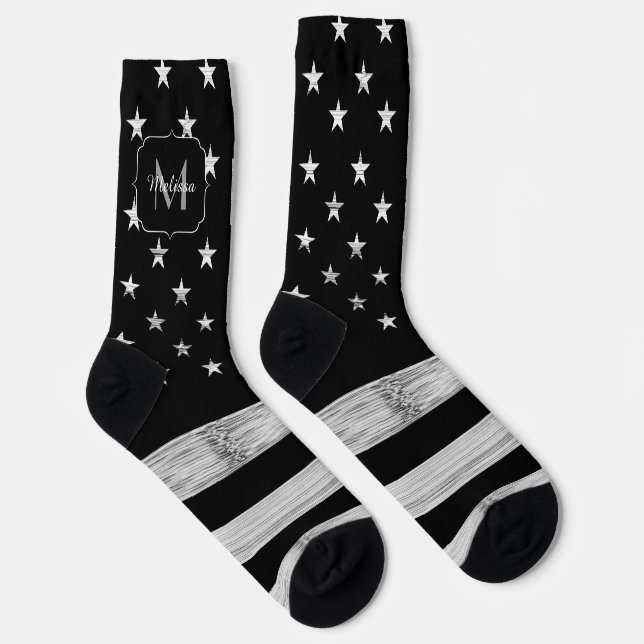 Chaussette Drapeau américain Russe Bois Noir Blanc Amérique M (Droite)