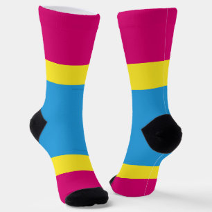 Chaussette drapeau de fierté pansexuelle SlipperyJoe rose amb