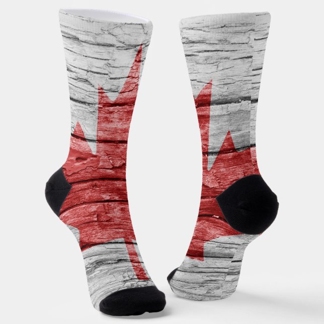 Chaussette Drapeau en bois du Canada (Angulaire)