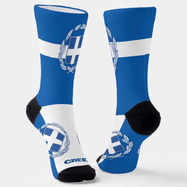Chaussette Drapeau grec Patriotique, Grèce durable Premium (Angulaire)
