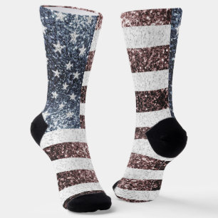 Chaussette Drapeau rustique rouge blanc bleu étincelant USA