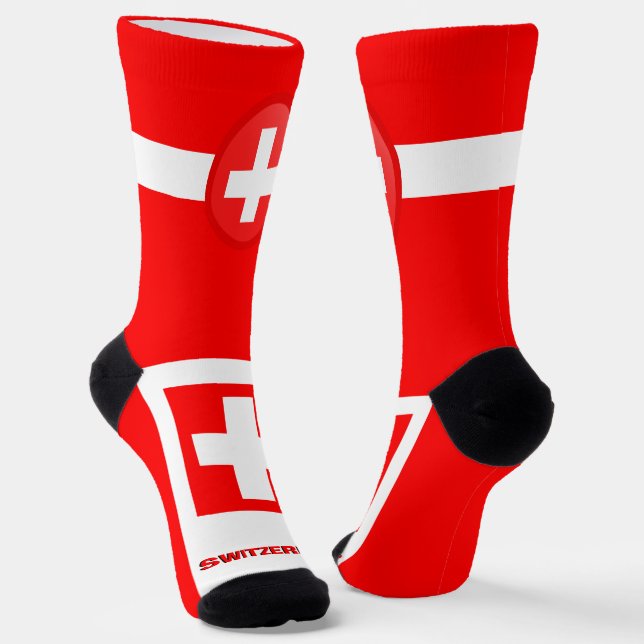 Chaussette Drapeau suisse patriotique, Suisse durable (Angulaire)