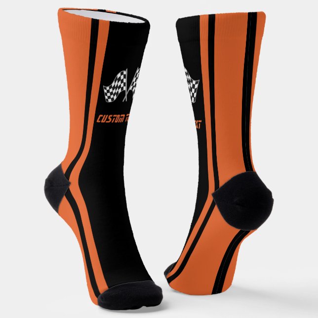 Chaussette Drapeaux de voiture Orange Striped Racing - Person (Angulaire)