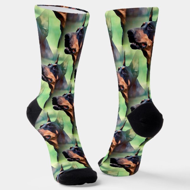 Chaussette Dreamy Doberman Pinscher Peinture Visage (Angulaire)