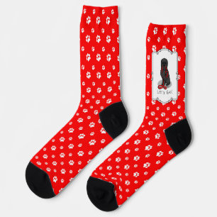 Chaussette Drôle Allons-y ! Promener un Affenpinscher (Noir N