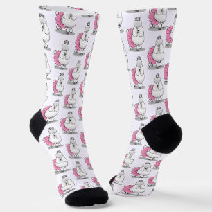 Chaussette Drôle Ballet Ballerina Princess Poodle Dog (blanc)