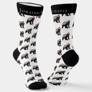 Chaussette Drôle de Noël Blaireau Personnalisé Vacances