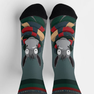 Chaussette Drôle Festif Chic Âne Mignon Turquoise Gris