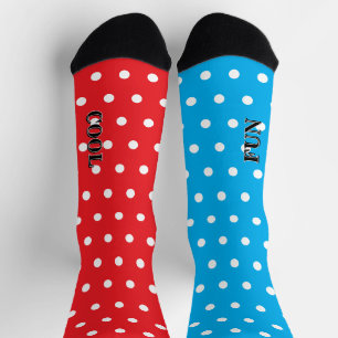 Chaussette Drôle Foncé Rouge Bleu Blanc Points Mélangés