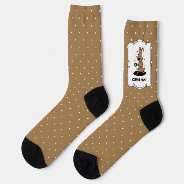 Chaussette Drôle Jittery Hound Dog sur Café (Gauche)