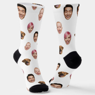 Chaussette Drôle personnalisé 4 visages avec chat chien - Per