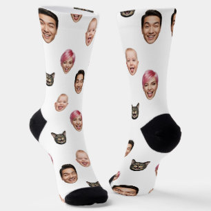 Chaussette Drôle personnalisé 4 visages avec chat chien - Per