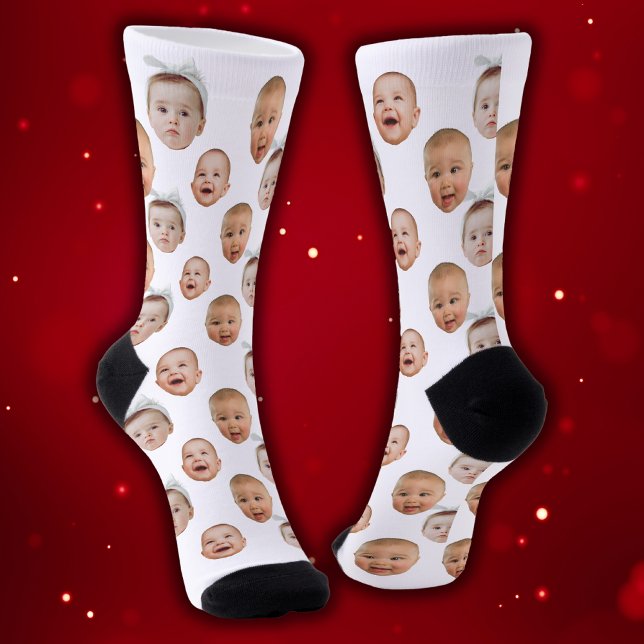 Chaussette Drôle personnalisé bébé visage photo visage 3 phot (Créateur téléchargé)