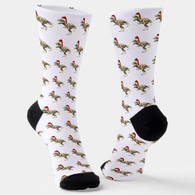 Chaussette Drôle T-Rex Père Noël Dinosaur Noël (Angulaire)