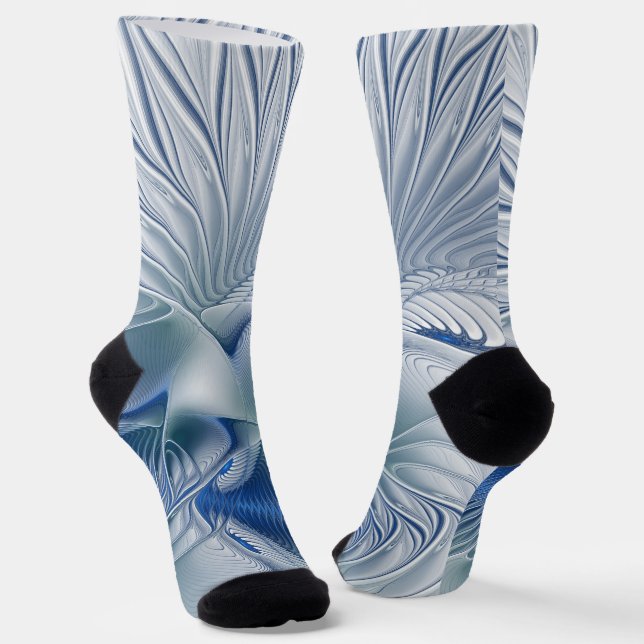 Chaussette Dynamic Fantasy Abstract Blue Tones Fractal Art (Angulaire)