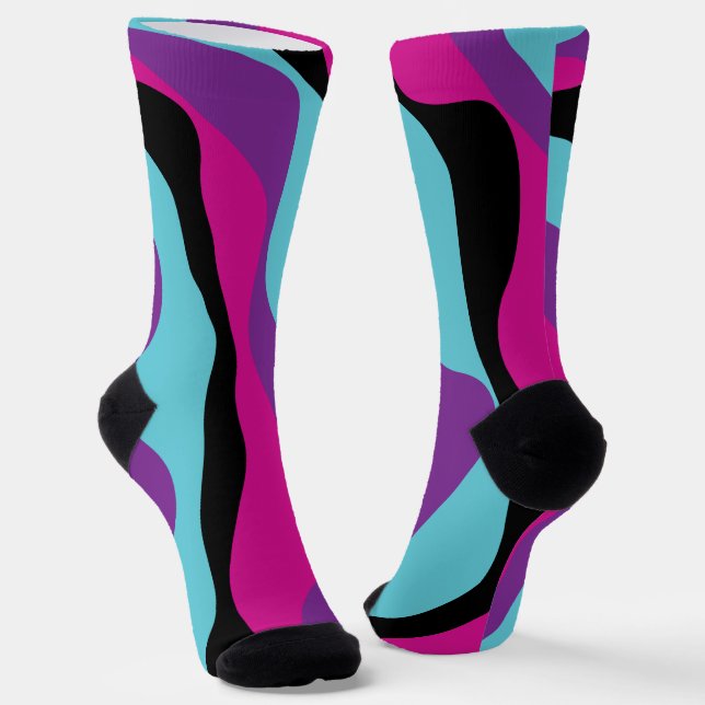 Chaussette Ebb et flux 4 - rose, pourpre, bleu et noir (Angulaire)