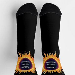 Chaussette Éclipse solaire totale aquarelle audacieuse Nom 20