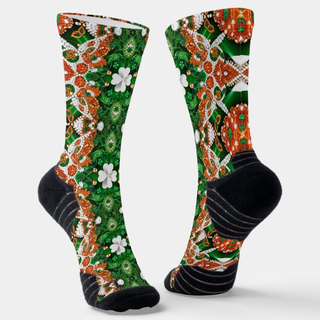 Chaussette Écran de sport avec trèfle irlandais et couleurs (Angulaire)