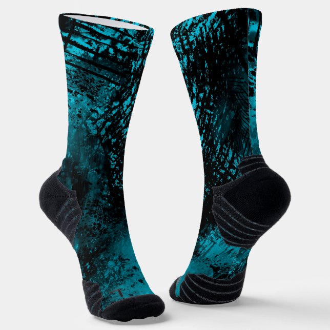 Chaussette Effet de taches de peinture bleu et noir  (Angulaire)