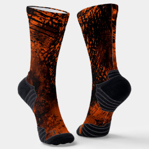 Chaussette Effet Dessin de peinture orange et noir