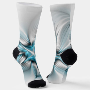 Chaussette Élégance florale Art moderne Abstrait bleu fractal