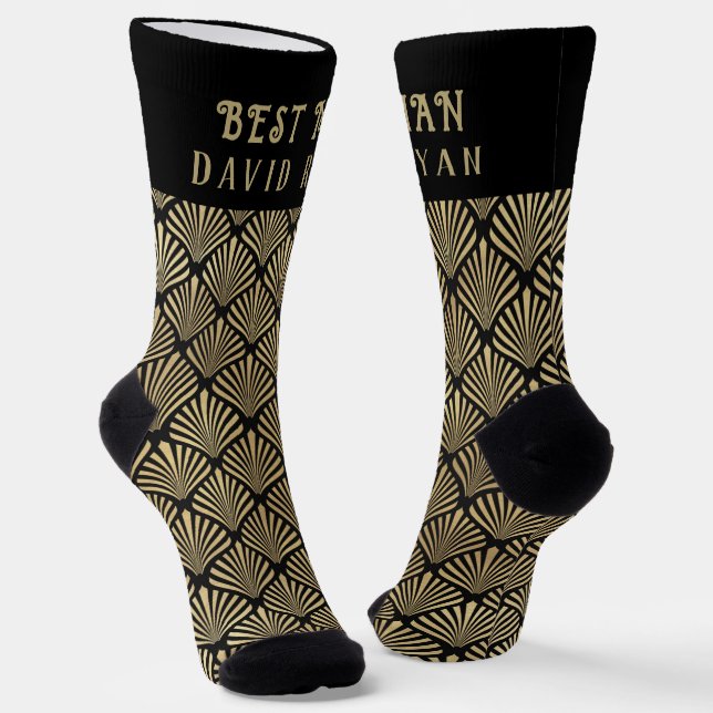Chaussette Elégant Art Déco Best Man Monogram Mariage (Angulaire)