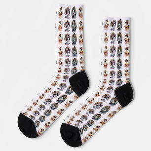 Chaussette Elegant Geisha Pattern – Watercolor and Vintage As