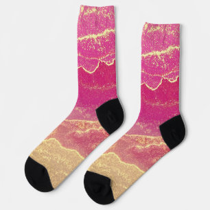 Chaussette Élégant marbre rose et or