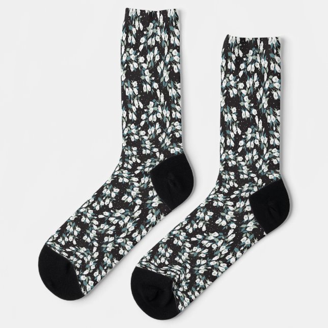 Chaussette Élégant Motif de fleur de tulipe Arrière - plan no (Gauche)