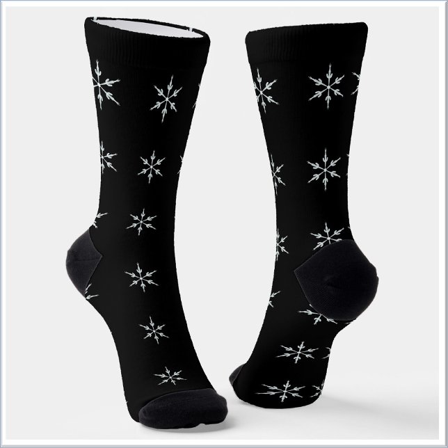 Chaussette Élégant Motif de flocon de neige noir et blanc (Créateur téléchargé)