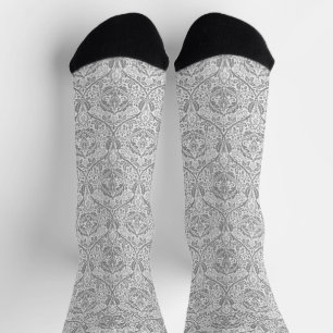 Chaussette Élégant motif floral gris