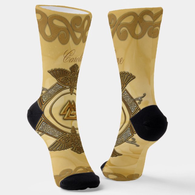 Chaussette Elégant noeud celtique aux couleurs dorées. (Angulaire)