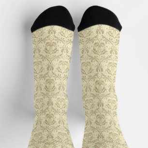 Chaussette Elégant sépia tan motif floral