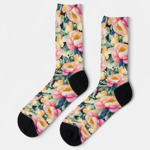 Chaussette Elégante tourbe d'aquarelle sur noir