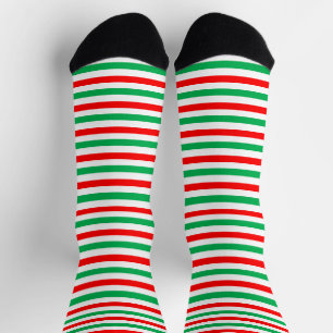 Chaussette Elfe de Noël Vert Rouge Blanc rayé