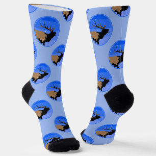 Chaussette Elk bouillonnant en hiver - Art original de la fau