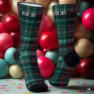 Chaussette Emerald Green et Tartan Bourgogne sur mesure