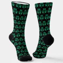 Emerald Green Sparkles Shamrock motif noir