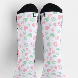 Chaussette Empreinte de patte Chat Blush Pink & Soft Mint Gre