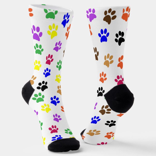 Chaussette Empreintes colorées de chats (Angulaire)