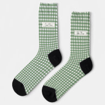en vichy Motif en vert avec nom