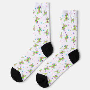 Chaussette enfants arc-en-ciel chien chiot pois couleurs vive