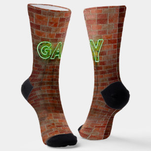 Chaussette Enseigne néon Gay SlipperyJoe's mur de briques ver