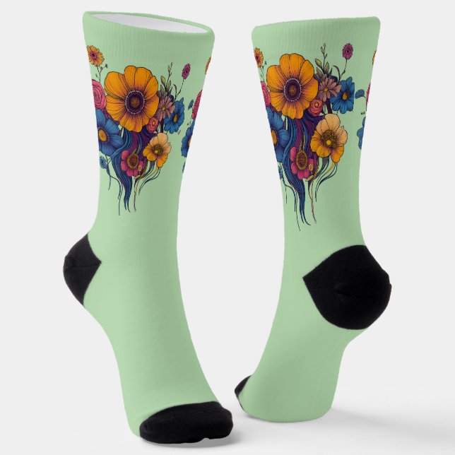 Chaussette Ensemble artistique de belles fleurs (Angulaire)