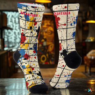 Chaussette Ensemble de taches de peinture coordonnées : Abstr