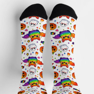 Chaussette 🦇🌈 Équipe de fête arc-en-ciel effrayante