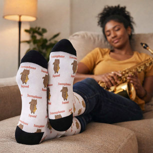 Chaussette Équipe de musique de chat kawaii jouant du saxopho