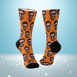 Chaussette Équipe de photo de visage personnalisée drôle