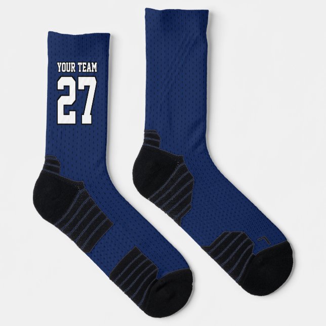 Chaussette Équipe de sport Numéro Marine Bleu Blanc Basket (Droite)