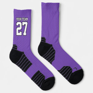 Chaussette Équipe sportive Numéro de basket-ball violet blanc